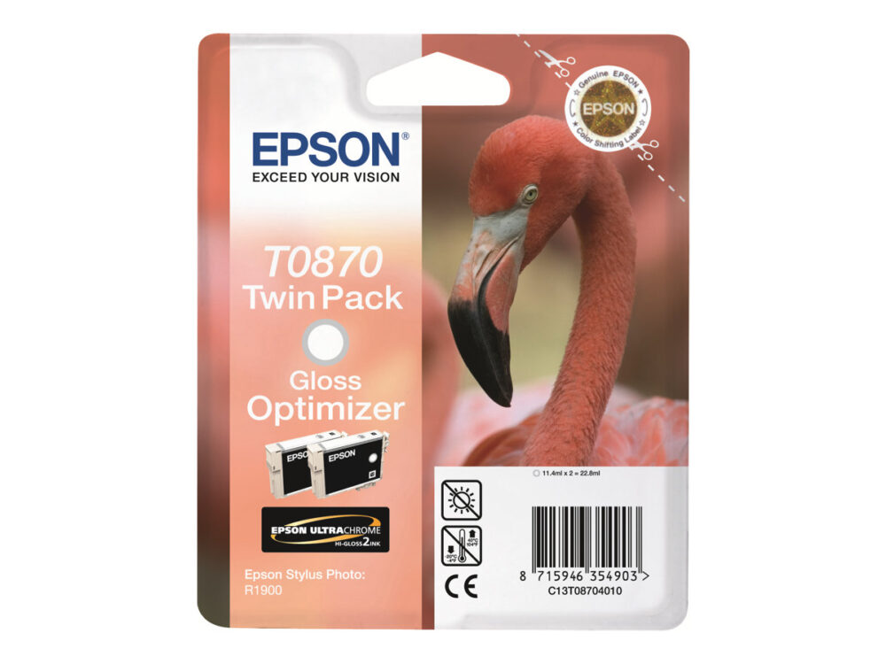 Epson T0870 Pack de 2 Optimizadores de Brillo Cartuchos de Tinta Originales - C13T08704010