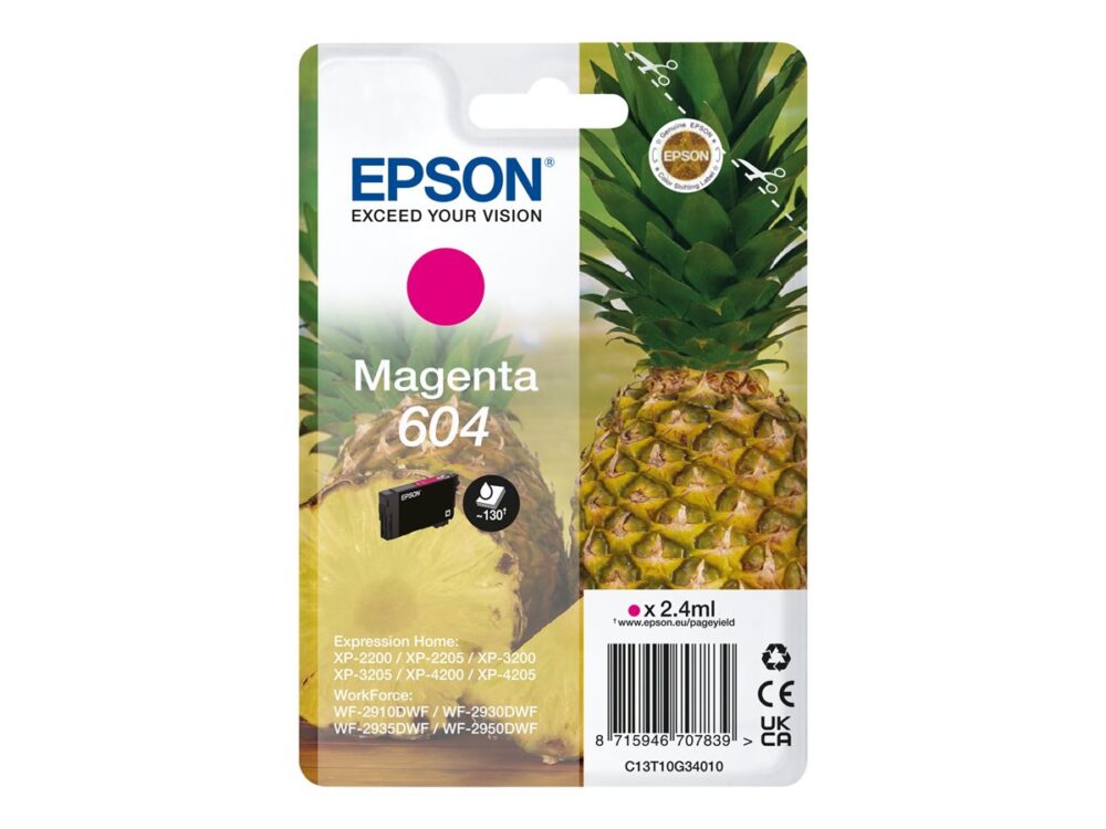 Epson 604 Magenta Cartucho de Tinta Original - C13T10G34010