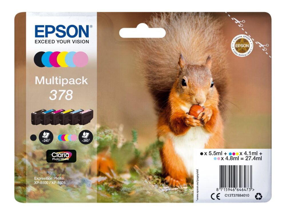 Epson 378 Pack de 6 Cartuchos de Tinta Originales - C13T37884010