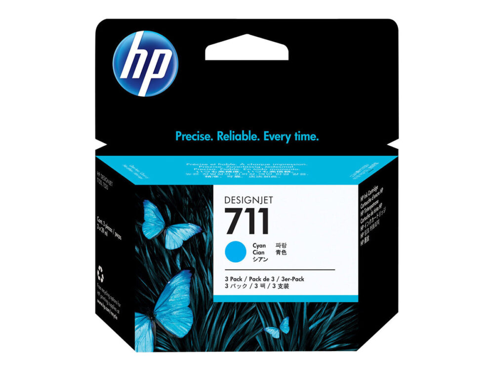 HP 711 Cyan Pack de 3 Cartuchos de Tinta Originales - CZ134A