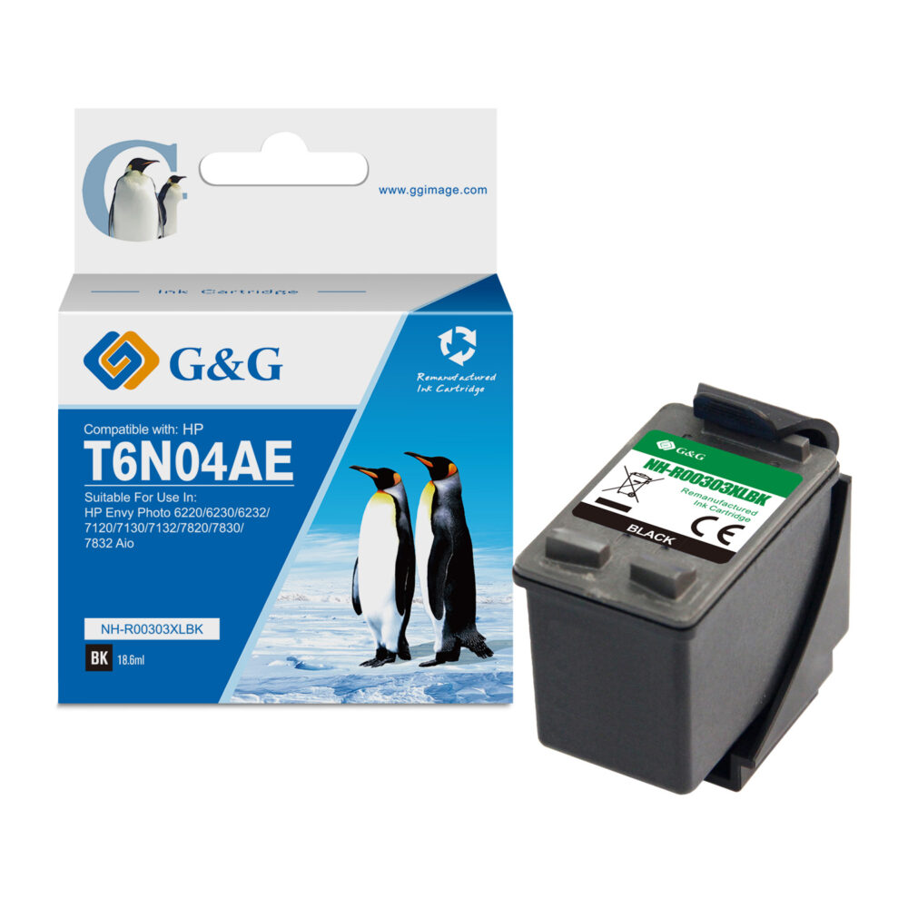 G&G HP 303XL Negro Cartucho de Tinta Remanufacturado - Reemplaza T6N04AE/T6N02A