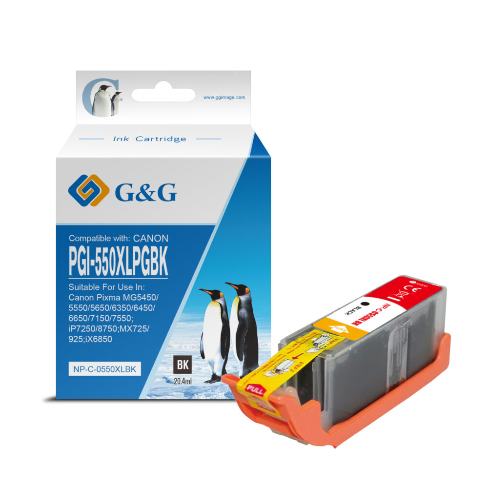 G&G Canon PGI550XL/PGI555XXL Negro Cartucho de Tinta Pigmentada Generico - Reemplaza 6431B001/6496B001/8049B001