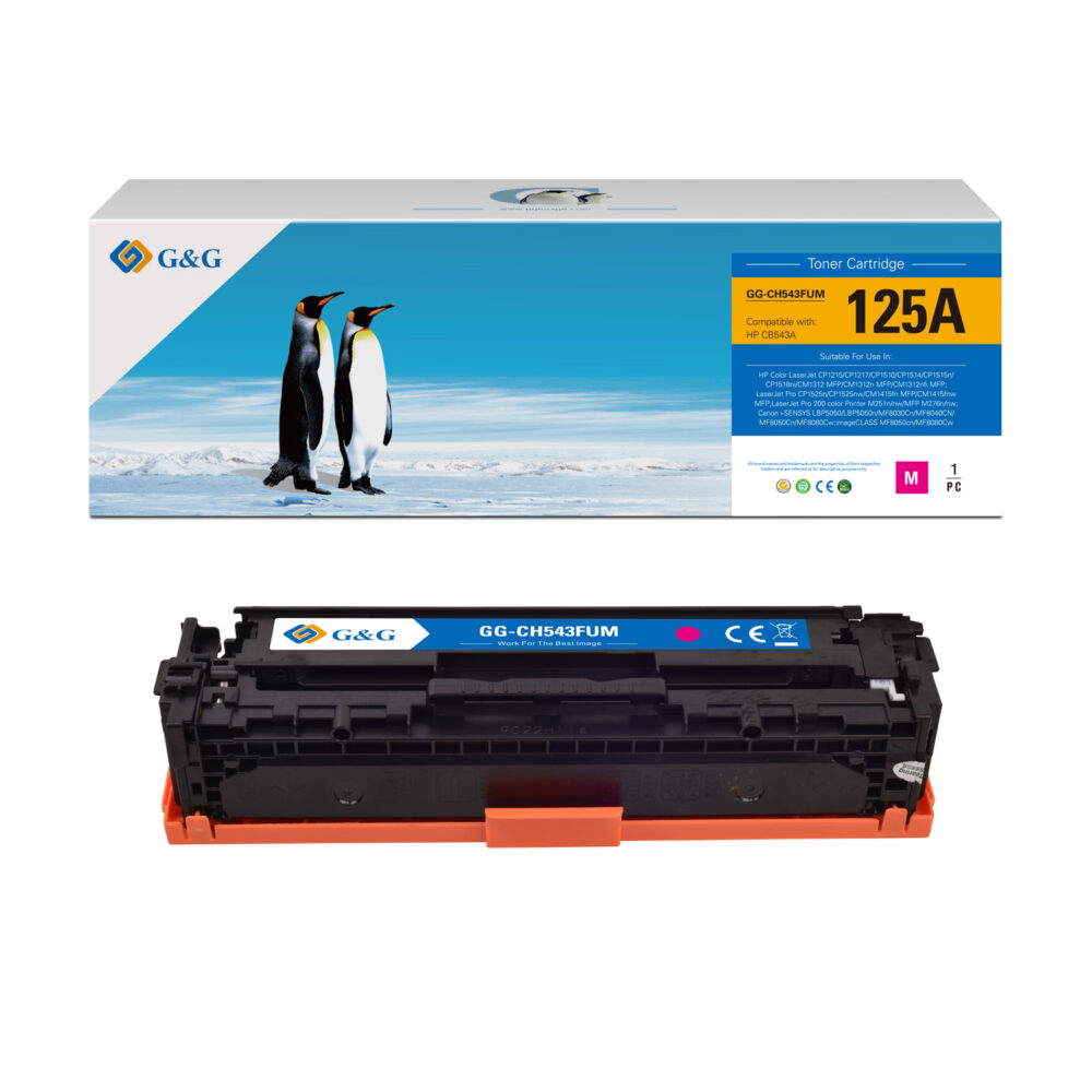 G&G HP CB543A/CE323A/CF213A Magenta Cartucho de Toner Generico - Reemplaza 125A/128A/131A